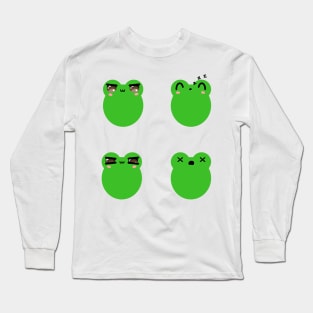 Cute frog face expressions v3 Long Sleeve T-Shirt